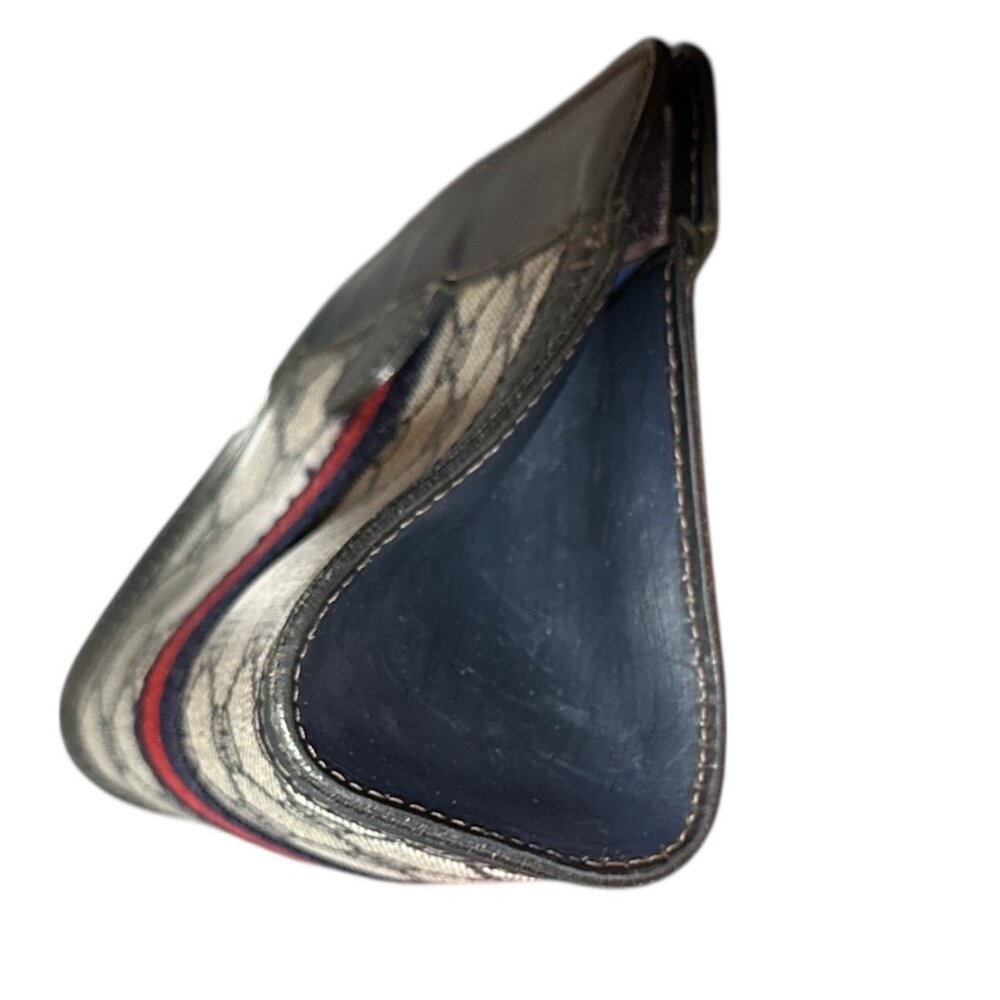 Authentic Vintage Gucci Sherry line Clutch Bag With Navy and Red Web Stripes - Picture 7 of 11